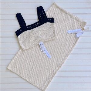 HOUSE OF HARLOW NWT $198 MSRP Knit Crochet Crop Top Skirt Matching Set